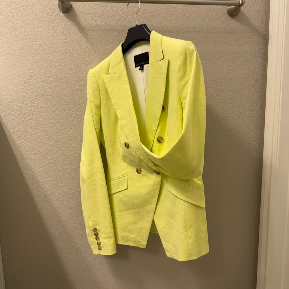 Banana Republic Classic Linen Blend Yellow  Blazer 6